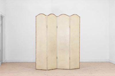 Lot 11 - A painted canvas four-leaf screen