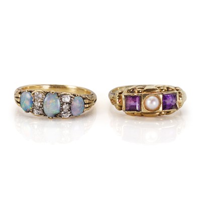 Lot 208 - Two antique gem set gold rings
