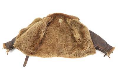 Lot 161 - A WWII Irvin 1943 pattern sheep skin and fleece lined leather flying jacket