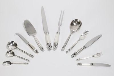 Lot 47 - A Georg Jensen sterling silver 'Acorn' pattern part canteen