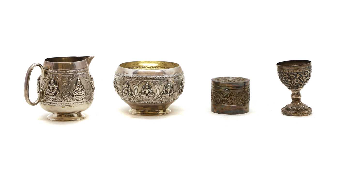 Lot 13 - An Indian silver bowl and cream jug