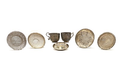 Lot 1 - A matched pair of Indian silver cups and saucers
