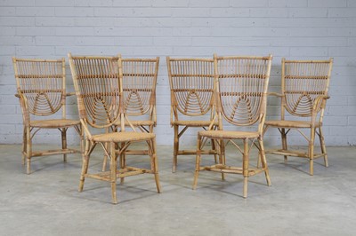 Lot 191 - A set of six French bamboo and rattan chairs