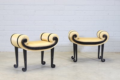 Lot 64 - A pair of ebonised Art Deco window seats
