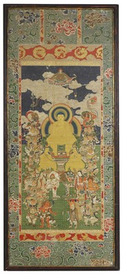 Lot 220 - A large impressive Japanese gouache painting