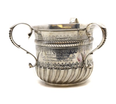 Lot 56 - A silver three-handled trophy