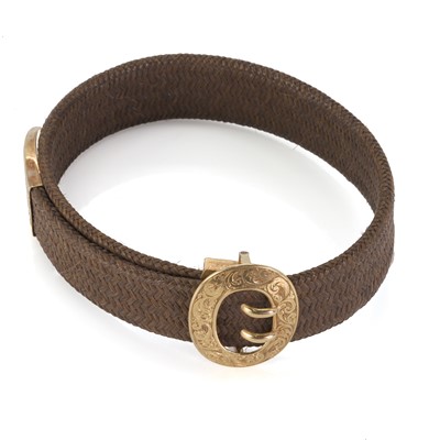 Lot 7 - A Victorian plaited hair mourning bracelet