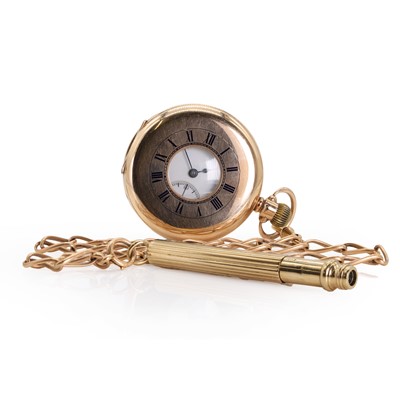 Lot 316 - A 9ct gold side wind half-hunter pocket watch