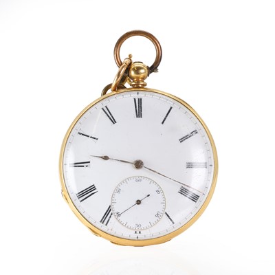 Lot 310 - A gold key wind open faced pocket watch