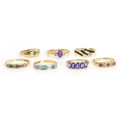Lot 258 - A group of 9ct gold gem set rings