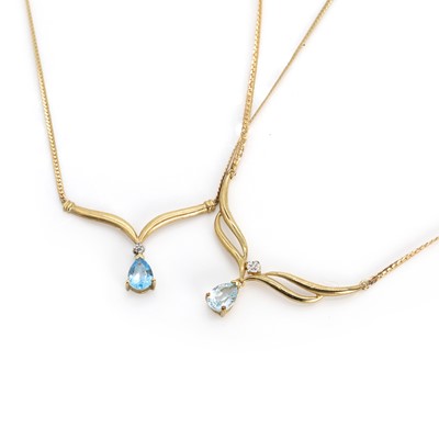 Lot 226 - Two 9ct gold blue gem set necklaces