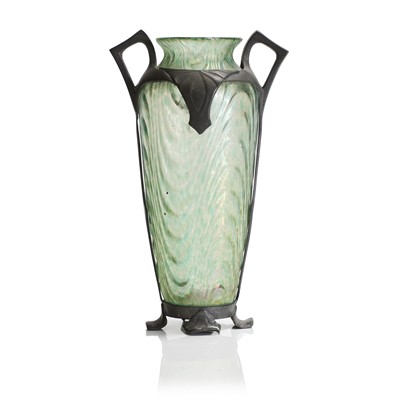 Lot 19 - An Austrian pewter-mounted glass vase