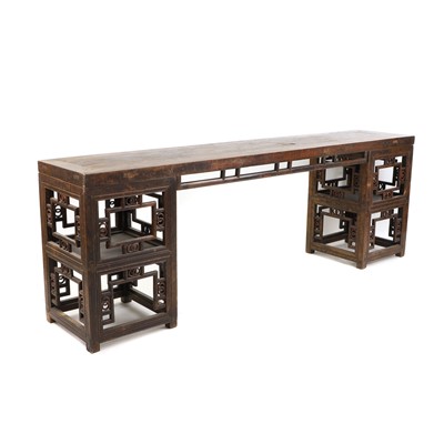 Lot 183 - A Chinese nanmu pedestal table jiaji’an