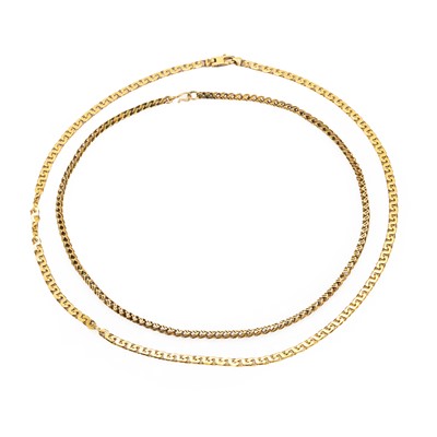 Lot 228 - Two gold link chains
