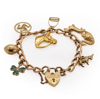 Lot 337 - A gold charm bracelet