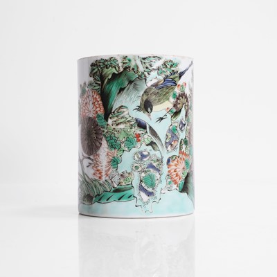 Lot 51 - A Chinese famille verte brush pot