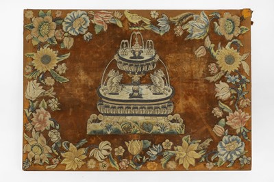 Lot 126 - A silk embroidered panel