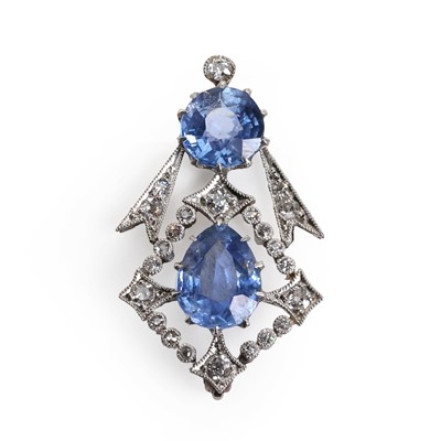 Lot 55 - A Burmese sapphire and diamond brooch, early 20th century