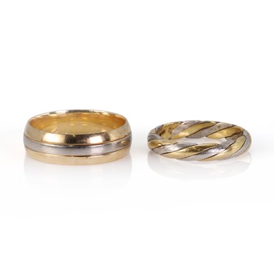 Lot 198 - Two platinum and gold wedding bands