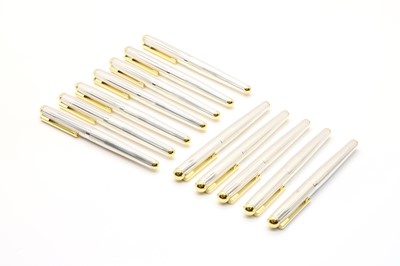 Lot 46 - A group of twelve silver fountain pens