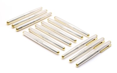 Lot 42 - A group of twelve silver fountain pens