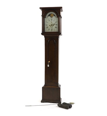 Lot 569 - An oak and mahogany crossbanded longcase clock