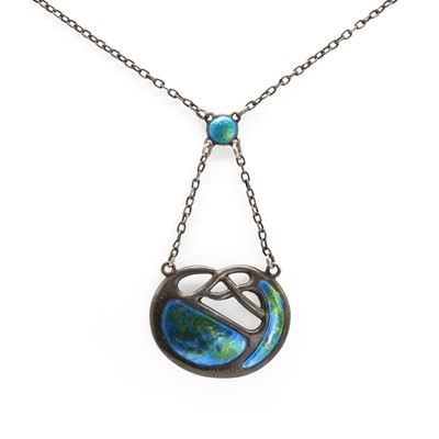 Lot 37 - An Arts & Crafts silver enamelled necklace, by Charles Horner, c.1909