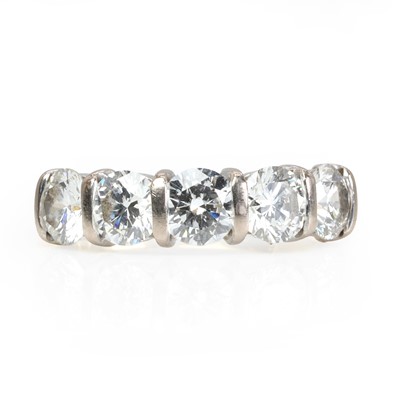 Lot 220 - An 18ct two colour gold five stone diamond ring