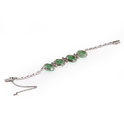 Lot 187 - A jade and diamond bracelet