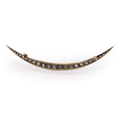 Lot 20 - A Victorian diamond crescent brooch