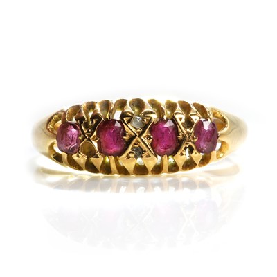 Lot 29 - An Edwardian 18ct gold five stone ruby ring