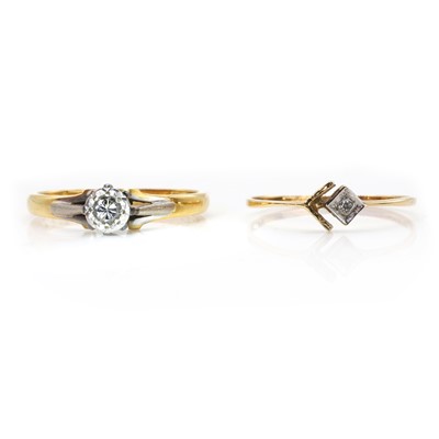 Lot 265 - A single stone diamond ring and a 9ct gold ring
