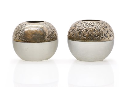 Lot 45 - A collection of silver mounted glass scent bottles