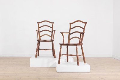 Lot 165 - A set of eight vernacular elm and fruitwood chairs