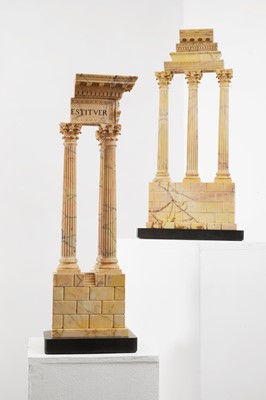 Lot 247 - A pair of large carved Siena marble grand tour models