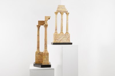 Lot 247 - A pair of large carved Siena marble grand tour models