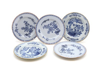 Lot 250A - A group of five English Delft pottery plates