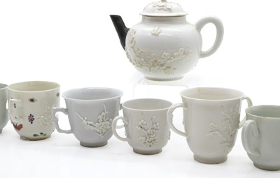 Lot 128 - A collection of Bow blanc de chine porcelain