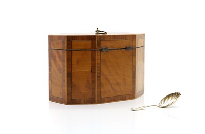 Lot 242 - A George III inlaid satinwood tea caddy