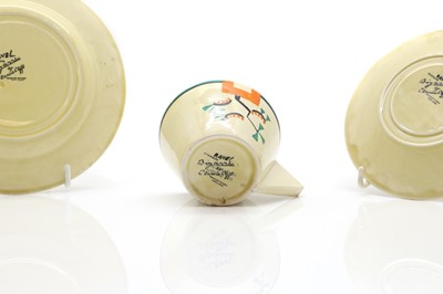 Lot 152 - A Clarice Cliff pottery 'Ravel' pattern trio