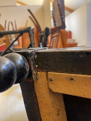 Lot 158 - An ebonised bobbin-framed nursing chair