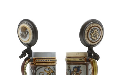 Lot 167 - Two Mettlach stoneware beer steins