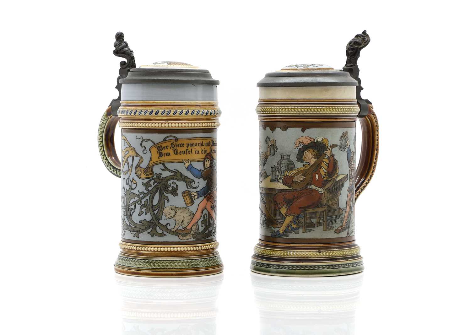 Lot 167 - Two Mettlach stoneware beer steins