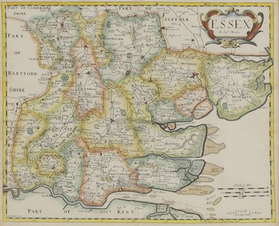 Lot 270 - A Robert Morden engraved and hand-coloured map of Essex