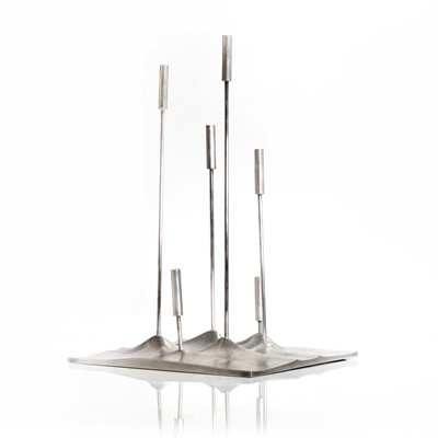 Lot 190 - A French silver-plated 'Sol Lunaire' candelabrum
