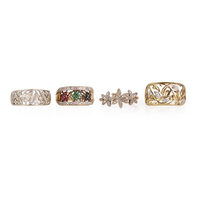 Lot 350 - A group of four 9ct gold rings