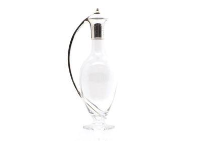 Lot 12 - A silver and crystal glass 'Curve' claret jug