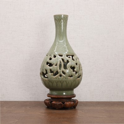 Lot 24 - A Chinese reticulated Longquan yuhuchun vase