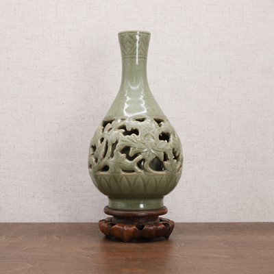 Lot 24 - A Chinese reticulated Longquan yuhuchun vase