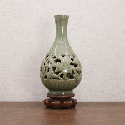 Lot 24 - A Chinese reticulated Longquan yuhuchun vase
